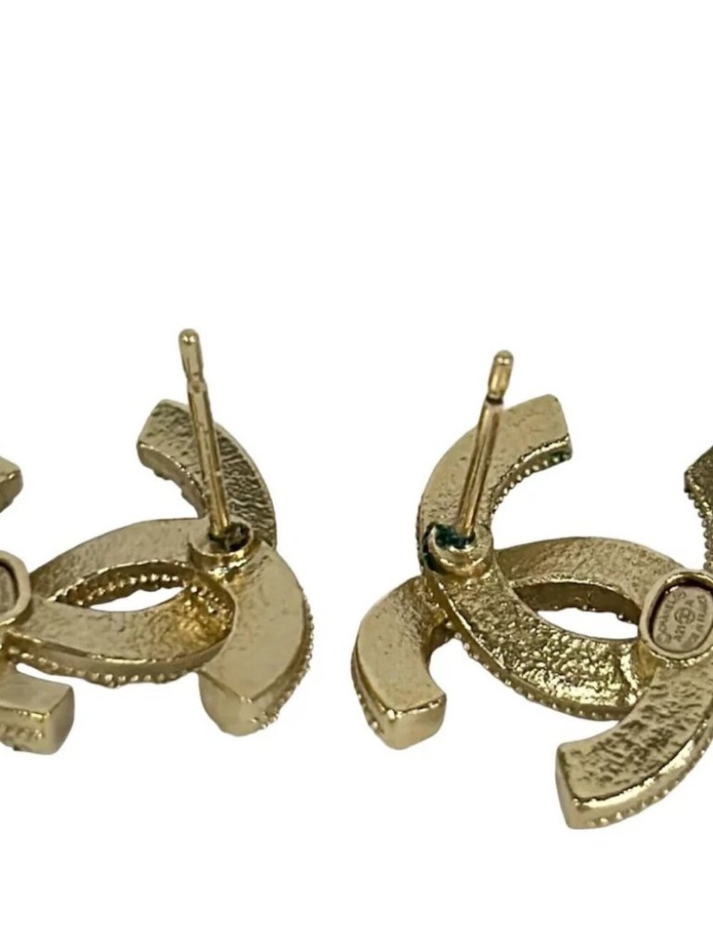 CHANEL Coco - Gold White Clear Hardware Faux Pearl Rhinestones Earrings - Picture 3 of 4